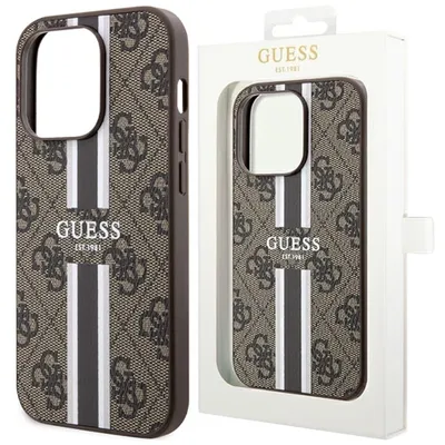 Produktbild von Guess GUHMP15LP4RPSW iPhone 15 Pro 6.1" braun hardcase 4G Printed Stripes MagSafe Schutzhülle