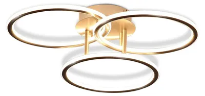 Image de Plafonnier LED ZMH 41 W  Salon, design moderne à anneaux, lumière blanc chaud 3000 K, luminaire de chambre à coucher, 3 ampoules