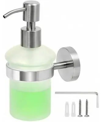 Produktbild von Seifenspender Zur Wandmontage, Duschseifenspender, Satiniertes Glas und Edelstahl 304, Geeignet für Duschgel, Handseife
