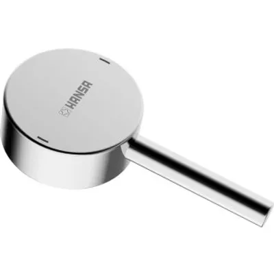A chrome-plated shower head handle with the brand name 'HANSA' visible.
