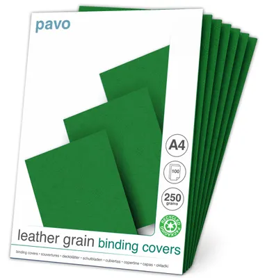 Produktbild von Pavo - Einbanddeckel-Lederoptik DIN A4, 250 g/m², 100-er Pack, Waldgrün