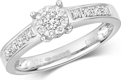 Produktbild von Funkelndes Feuer 9 Karat (375) Weißgold Damen - Diamant Solitärring Brillant-Schliff 0.21 Karat G - I1 I2, 55 (17.5); TRS317019KWRSO