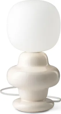 Produktbild von Tischleuchte Keramik Glas E14 35 cm hoch Creme Weiß Retro Keramikleuchte