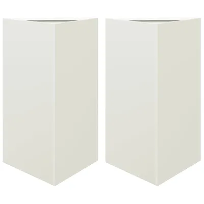 Image de vidaXL Bac à plantes 2 pcs. Blanc Triangulaire 50x43x75 cm Acier