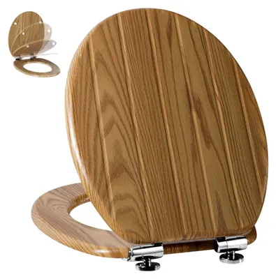 Produktbild von Holz-Toilettensitz mit antibakterieller Beschichtung und verstellbaren Scharnieren