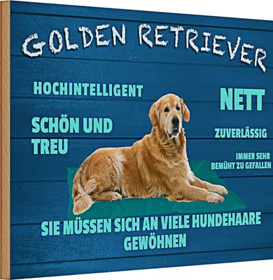 Produktbild von Holzschild Spruch 30x20cm Golden Retriever Hund nett treu