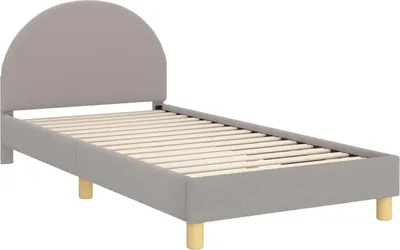 Produktbild von vidaXL Kinderbettgestell mit Kopfteil Hellgrau 90 x 190 cm Bouclé