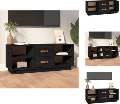 Produktbild von vidaXL TV-Schrank Schwarz 100x34x40 cm Massivholz Kiefer -  TV-Möbel