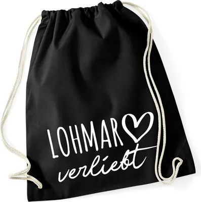 Produktbild von Huuraa Turnbeutel Lohmar verliebt 12 Liter Black Baumwolle Rucksack Geschenkidee