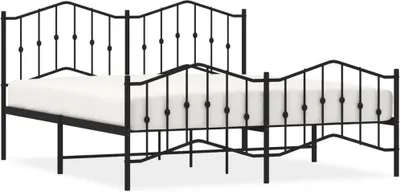 Zdjęcie produktu dla vidaXL Rama łóżka z wezgłowiem i podnóżkiem metalowa czarna 183x213 cm