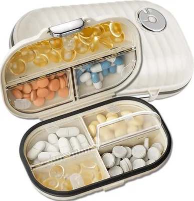 Image de EDIBAZZAR | Boîte à médicaments Organiseur pour 7 jours, crème, élégant