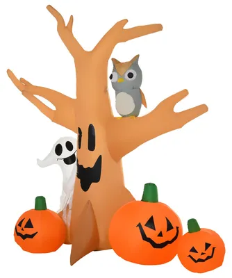 Produktbild von HOMCOM Halloween Aufblasbar Spukbaum Aufleuchtend Kürbis Geist Spukgespenst Deko