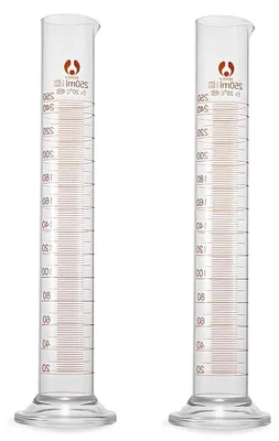 Productafbeelding van Gegradueerde Maatcilinders 250 ml - 2 Stuks Borosilicaatglas voorLaboratoriumgebruik
