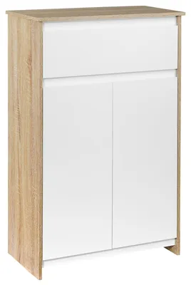Immagine prodotto di kleankin Mobile Bagno Multiuso, Mobiletto da Bagno con Armadietto e Cassetto, Salvaspazio, Color Legno e Bianco 60x30x90cm