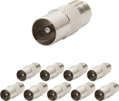 Produktbild von 10x PremiumX F-Adapter Koax Stecker auf F-Buchse für TV und Koaxkabel