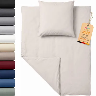 Produktbild von EllaTex Premium Mikrofaser Bettwäsche 155x200 + 80x80 cm – atmungsaktive Bettwäschegarnitur, Farbe: Creme