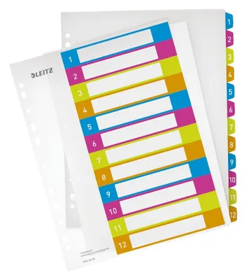 Image de Leitz 1244-00-00 1244 Register Serie WOW - 1-12, A4 Überbreite, PP, 12 Blatt, farbig