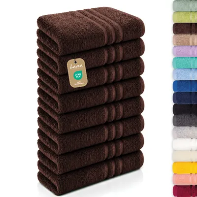 Produktbild von Lavea® 8er Set Handtücher 50x100 cm - Elena, 100% Baumwolle, Saugstark & Weich, Waschbar, Trocknergeeignet, Frottierhandtuch - Kaffeebraun