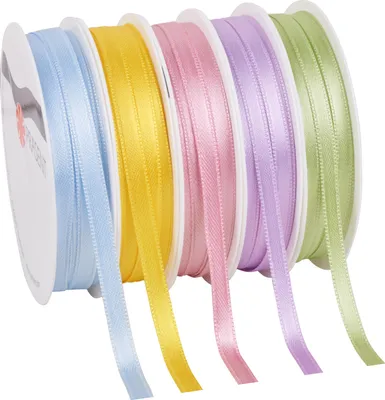 Produktbild von VBS Satinband "Bonbon", 5er-Set à 3 m, 6 mm