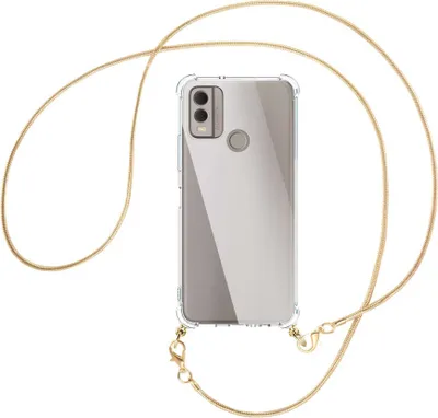 Produktbild von Handykette Backcover-Schutzhülle mit Band (Metall goldfarben) für Nokia C22 4G (6.5'') - goldfarbene Snake-Kette