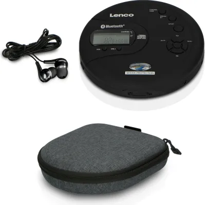 Produktbild von Lenco CD-300BK - Tragbarer Bluetooth® CD-MP3-Player mit Anti-Shock - Schwarz