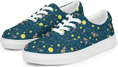 Produktbild von Mr. & Mrs. Panda Sneaker Damen Fledermaus Flügel Größe 37 1/2 - Blau - Geschenk, Lustige Sprüche, Schnürschuhe, Stoffschuhe, Turnschuhe, Stoffschuh, Damenschuhe