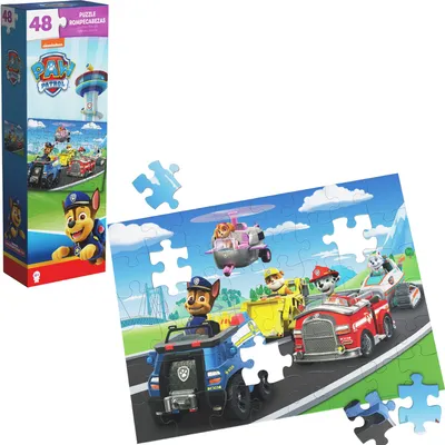 Obrázek produktu pro Puzzle Paw Patrol: Chase, Skye a Marshall s vozidly, 48 dílků, 27,9 × 38,1 cm