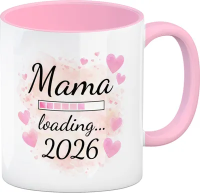 Produktbild von Rosa Herzen Mama Kaffeebecher in rosa - Mama loading... 2026