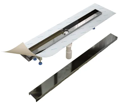 Produktbild von Aquabad PVD beschichtete Edelstahl Duschrinne in Schwarz 70 cm, inkl. Viega Siphon und Blende, Abgang senkrecht Mitte