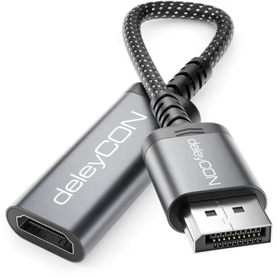 Produktbild von deleyCON 4K DisplayPort zu HDMI Adapter (Für HDMI Monitor/TV/Beamer)