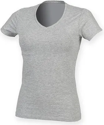 Produktbild von SF Women SK122 | Damen Feel Good Stretch V-Neck T / weiches Tragegefühl - Farbe: Heather Grey - Größe: L