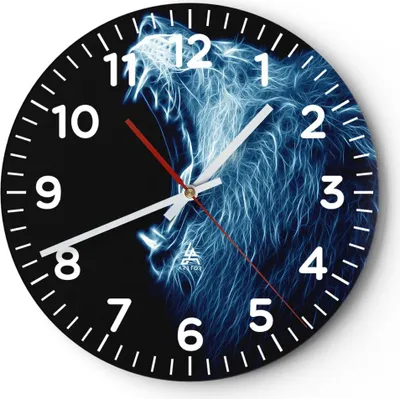 Produktbild von Wanduhr - Rund - Glasuhr - Abstraktion Tier - 30x30cm - Schleichendes Uhrwerk - Lautlos - zum Aufhängen bereit - Dekoration Modern - Wanddekoration aus Glas - C4AR30x30-3797
