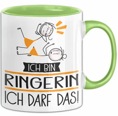 Produktbild von Geschenk für Ringerin Tasse Lustige Geschenkidee Geburtstag Ich Bin Ringerin Ich Darf Das (Grün)