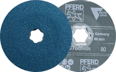 Produktbild von PFERD TOOLS COMBICLICK Fiberscheibe Ø 115 mm VICTOGRAIN 80 Höchstleistung auf Stahl