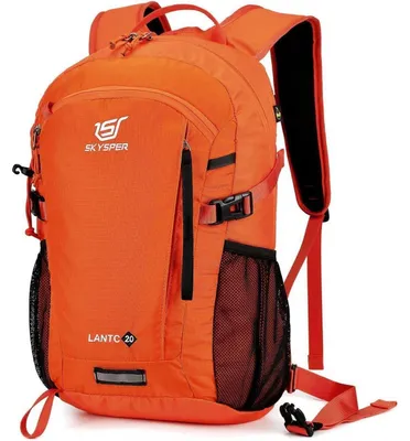 Produktbild von Leichter Wanderrucksack 20L mit Rückenbelüftung, atmungsaktivem Mesh, Outdoor, Camping, Orange