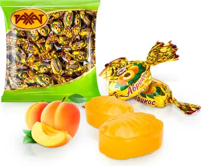 Produktbild von Hartkaramellen - Aprikosen, Fruchtfüllung, 300 g