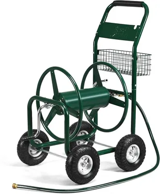 Imagen del producto de Carro metálico para mangueras, enrollador de mangueras para mangueras de 5/8"
