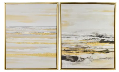Produktbild von Wandbild-Set Leinwand INGA Abstrakt 40x50 cm Gold/Schwarz/Weiß 2 Stück