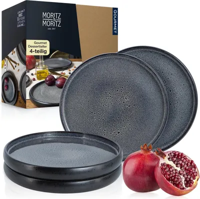 Produktbild von Moritz & Moritz SOLID 4x Kleine Teller 21cm - Steinzeug Dessertteller Set Anthrazit