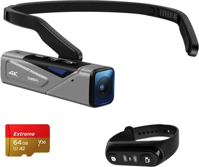 Produktbild von ORDRO EP7 Head Wearable 4K 60fps Videokamera First Person View Freisprech-Camcorder APP-Steuerung Autofokus Eingebauter 2-Achsen-Gimbal Anti-Shake mit Fernbedienung + 64G-Speicherkarte