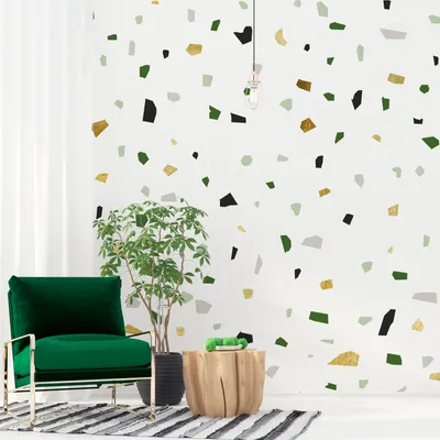 Produktbild von Vlies Fototapete Betonoptik 400x280 cm Tapeten Wandtapete XXL Terrazzo geometrisch Betonoptik bunt f-A-10039-a-a