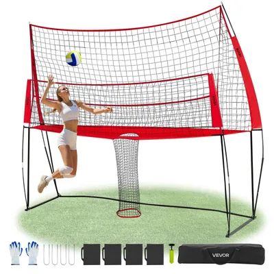 Productafbeelding van Volleybalnet - Trainingsnet - Sportnet - Beachvolleybalnet - Oefennet - Verstelbare Hoogte 12x11ft