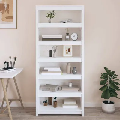 Obrázek produktu pro vidaXL Knihovna bílá 80x35x183 cm z masivního borovicového dřeva - Regál - Knihovny - Knihovna dřevo