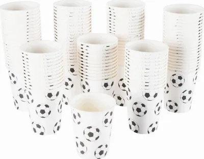 Produktbild von 100 Stück Papierbecher Einweg Fußball Motiv für Kalte und Heiße Getränke