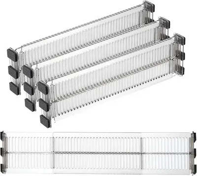 Produktbild von PolkaHome® Ausziehbare Schubladen-Organizer, 4er-Set, 27,5-51 cm, verstellbare Schubladenteiler für Küche, Schlafzimmer, Büro,