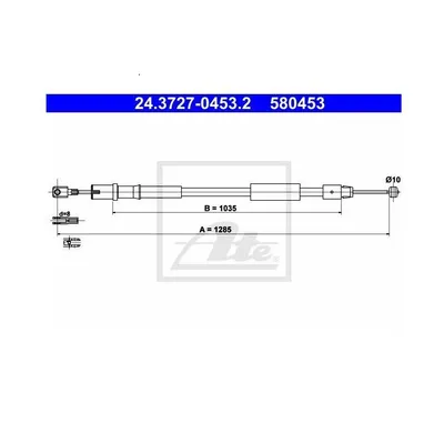 Produktbild von Ate Seilzug, Feststellbremse Hinten Links 24.3727-0453.2