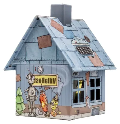 Produktbild von Räucherhaus Metall inkl. Räucherkerzenhalter - für Räucherkerzen Gr. M - Maße: 7,2 x 7,8 x 9,8cm - Motiv: Villa Rost - Germany