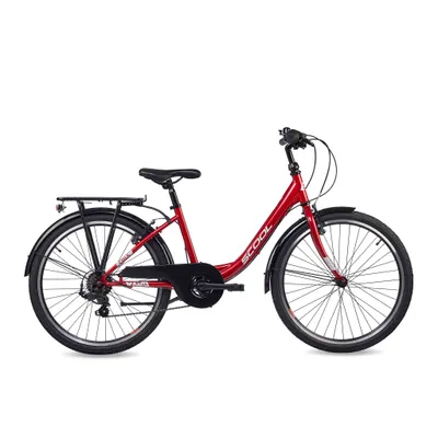 Image de Vélo enfant 24 pouces, 6 vitesses, vélo fille, S’COOL chiX, à partir de 7-11 ans, 130-145 cm, rouge/blanc