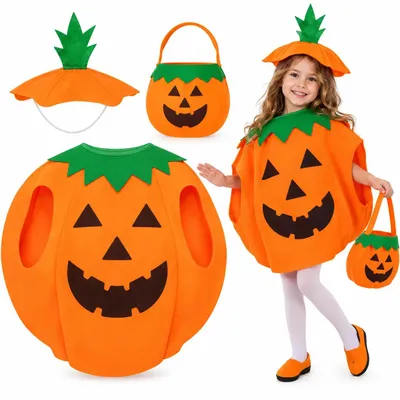 Obrázok produktu pre Detský halloweensky kostým tekvica karnevalový kostým pre dieťa 3 diely oranžový univerzálny