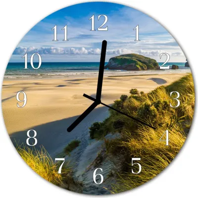 Produktbild von Glasuhr Wanduhr Küchenuhr Echt-Glas 30fi cm Strand braun